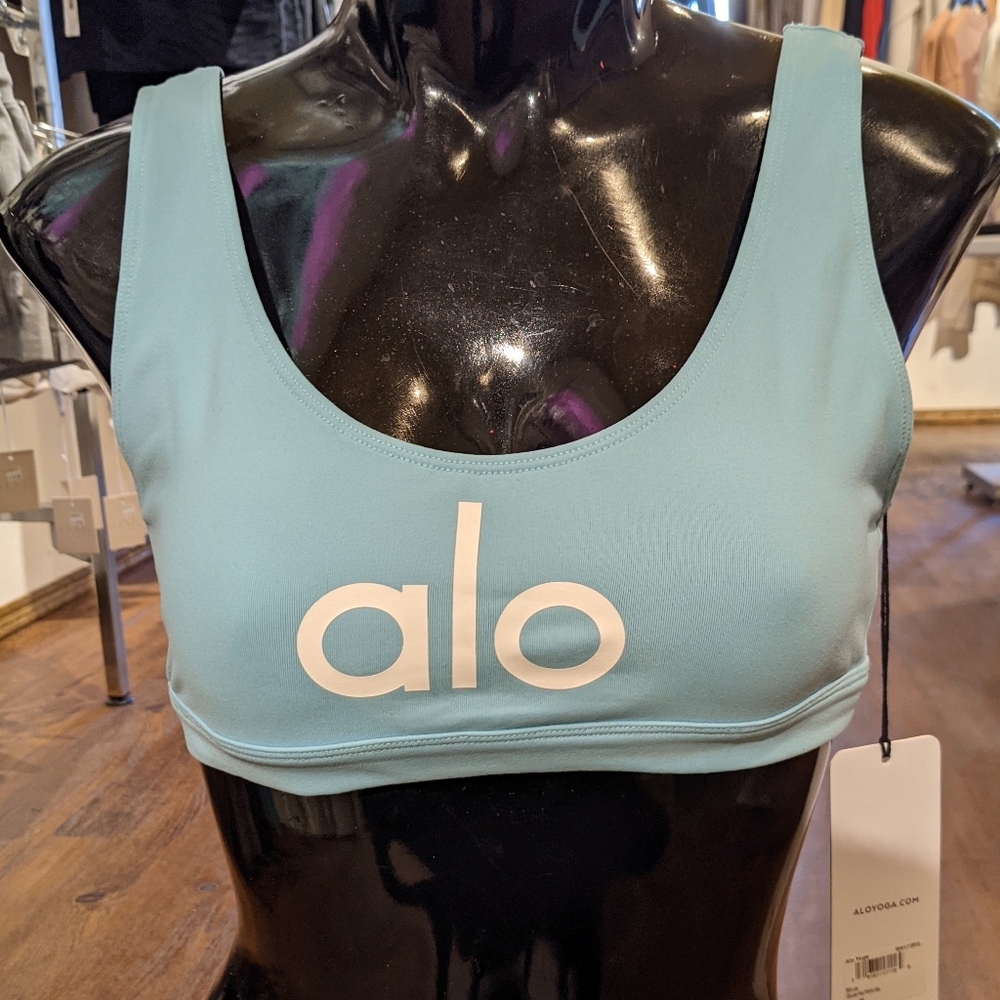 Alo Yoga Logo Bra Top in Quartz BNWT